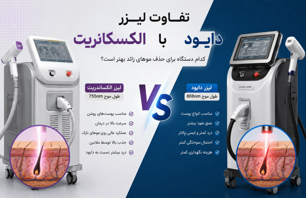 تفاوت لیزر الکساندرایت با لیزر دایود